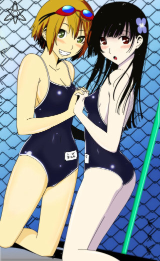 Anime girls bathing suits back - suit free wallpaper