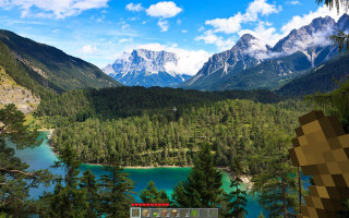 Computer screen mountain lake pixelated - bob ross free wallpaper