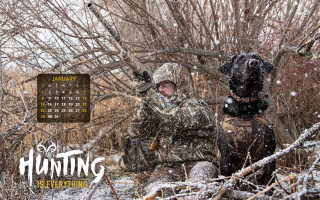Hunting calendar hunters dog snow - a calendar free wallpaper