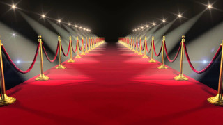 Red carpeted hallway barrier rope - both side free wallpaper