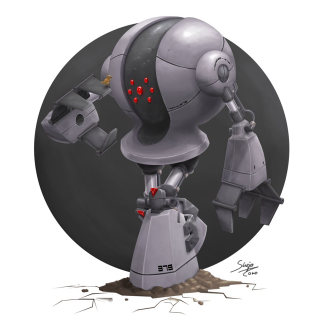 Robot gun red light black - free sci-fi wallpaper