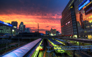 Train station sunset city skyline - chang daichien free wallpaper