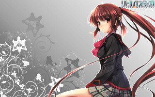 Girl longhair blackshirt whiteflowers graybackground - a black shirt free wallpaper