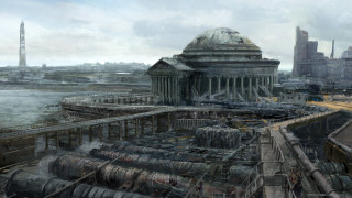 City train station large building - ashcan school free wallpaper