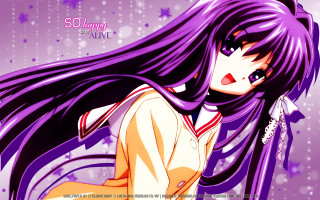 Anime girl purple hair white 4 - her shirt free wallpaper