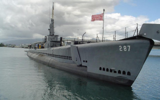 Large gray boat floating water 2 - lostfish free wallpaper