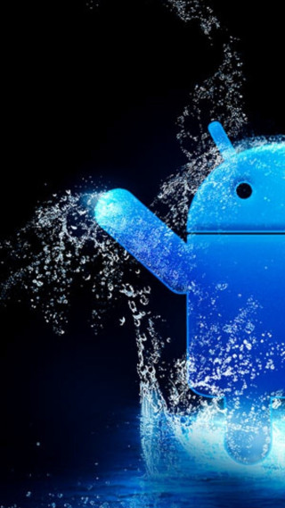 Blue android phone splashing water - andries stock free wallpaper
