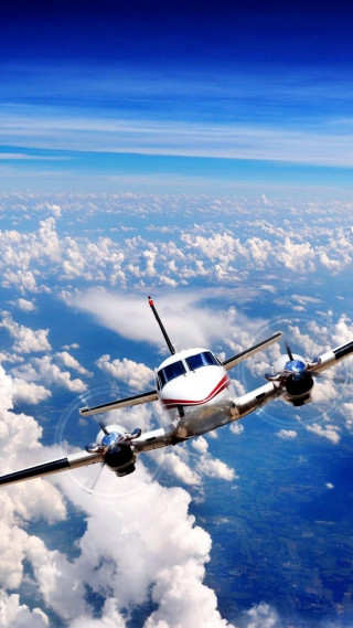 Small airplane clouds sky precisionism - sky free wallpaper