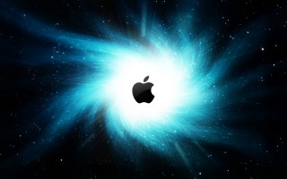 Apple logo blue starburst background - wallpaper free wallpaper