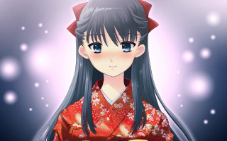 Woman kimono red bow japanese - ayako rokkaku free wallpaper