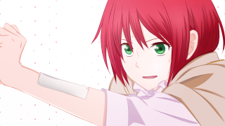 Redhair greeneyes girl pointing anime - red hair free wallpaper