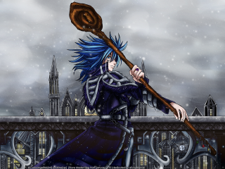 Cartoon character broom hat balcony - epic fantasy character art free wallpaper