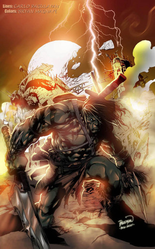 Comic man sword giant head - sumatraism free wallpaper