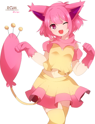 Pink catgirl solo fullbody smile - a pink object free wallpaper