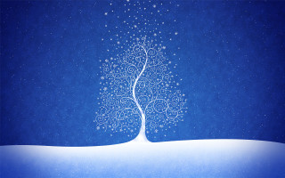 White tree snow falling stars - branch free wallpaper