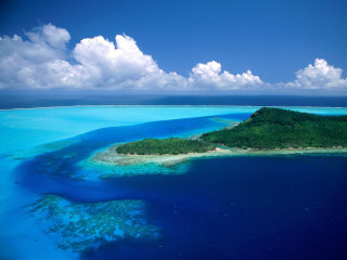 Island ocean plane flying clouds - douglas robertson bisset free wallpaper