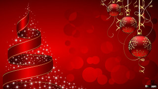 Red christmas card gold ribbon 3 - gold free wallpaper for desktop
