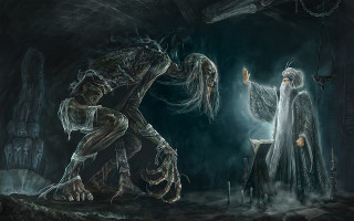 Skeleton man dark room light - dark fantasy art free wallpaper