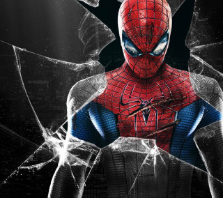 Spiderman shattered glass city night - glass free wallpaper