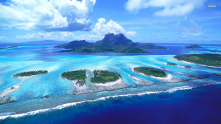 Island small islands ocean sky - blue water free wallpaper