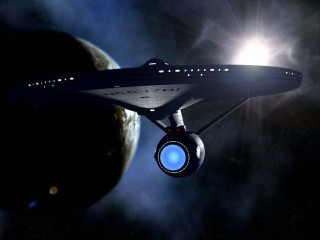 Spaceship flying sky planet sun - sci fi free wallpaper