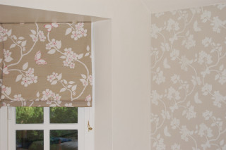 Window floral romanblind artsandcrafts cherryblossoms - a window sill free wallpaper