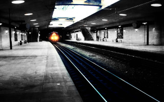 Train station platform person night - a train free wallpaper