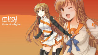 Anime girls long hair dress - a bow free wallpaper