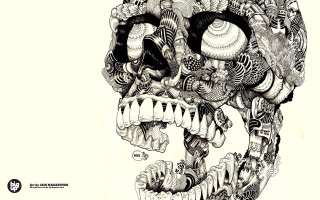 Skull drawing face details eye - psychedelic free wallpaper