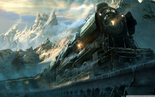 Train mountain night lights traveling - mountainous free wallpaper