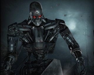 Robot red eyes creepy face - a large object free wallpaper