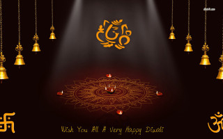 Happy diwali gandap bells dark - golden free wallpaper