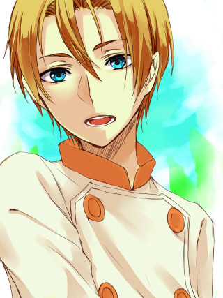 Blonde man blue eyes white - orange free wallpaper