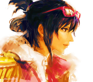 Woman ponytail sunglasses digital painting - aimitsu free wallpaper