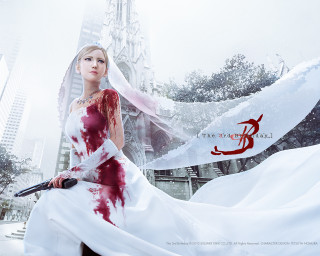 Woman wedding gown blood sword - cosplay free wallpaper