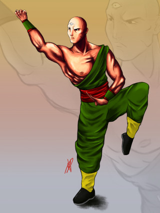 Man green outfit kick hand - du jin free wallpaper