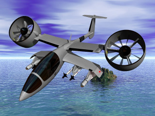 Flying vehicle floating water island - vehicle free wallpaper
