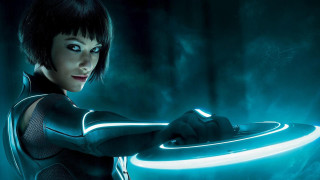Futuristic woman glowing object light - object free wallpaper