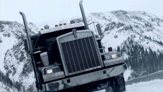 Large truck snow covered road - road free wallpaper