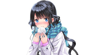 Girl scarf napkin holding neckwear - a scarf free wallpaper