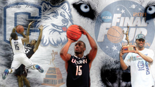 Basketball players trophies collage celebration - a basketball player free wallpaper