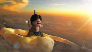 Woman toothbrush bird shoulder smile - a toothbrush free wallpaper