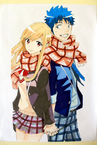 Two people scarf shoulders drawing - two person free wallpaper