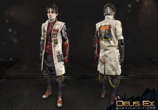 Man coat pants suit helmet - biopunk free wallpaper