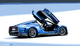 Blue sports car open white - its door free wallpaper