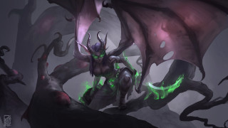 Demonic creature green eyes horns - green eye free wallpaper