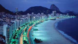 City night beach mountains bridge - the road free wallpaper