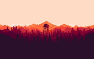 Red orange forest tower bird 2 - game art free wallpaper