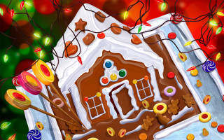 Gingerbread house candy christmas tree - a christmas tree in the background free wallpaper