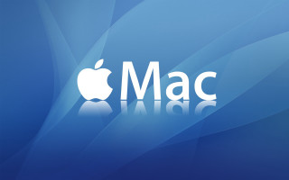 Mac logo blue wave reflection - adobe photoshop free wallpaper